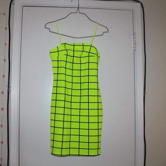 SHEIN Fun Neon Window Pane Mini Dress NWOT - Picture 2 of 6
